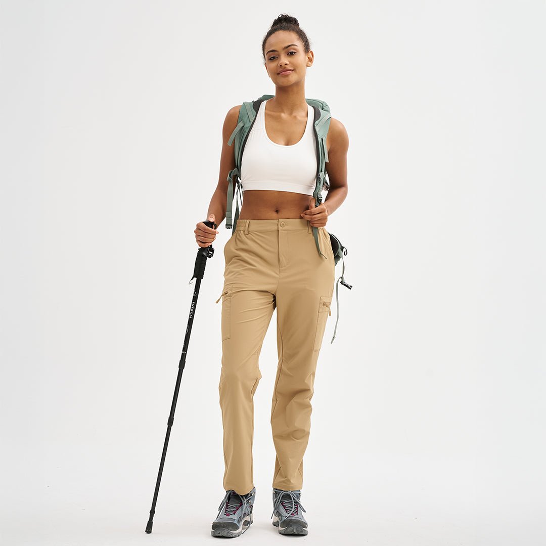 TACVASEN Khaki Women's Lightweight Waterproof Hiking Cargo Pants