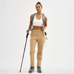 TACVASEN Khaki Women's Lightweight Waterproof Hiking Cargo Pants
