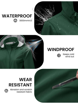 TACVASEN Dark Green Women's Long Fleece Lined Jackets Warm Winter Windbreaker