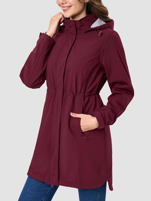 TACVASEN Wine Red Women's Long Fleece Lined Jackets Warm Winter Windbreaker