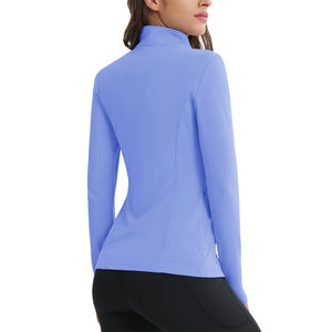 TACVASEN Light Blue Women's Long Sleeve Quarter Zip Running Athletic Top