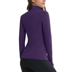 TACVASEN Light Blue Women's Long Sleeve Quarter Zip Running Athletic Top
