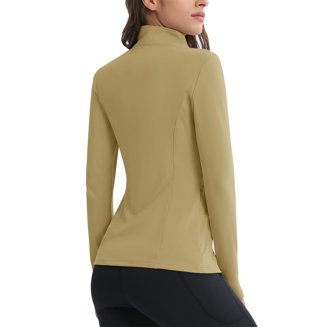 TACVASEN Light Blue Women's Long Sleeve Quarter Zip Running Athletic Top