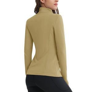 TACVASEN Light Blue Women's Long Sleeve Quarter Zip Running Athletic Top
