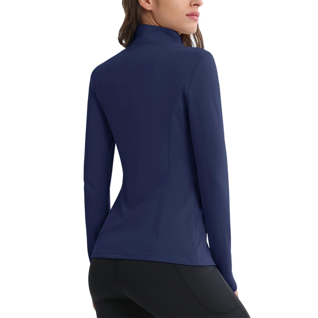 TACVASEN Light Blue Women's Long Sleeve Quarter Zip Running Athletic Top