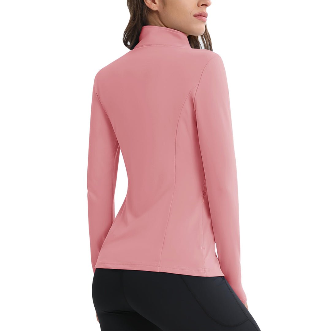 TACVASEN Light Blue Women's Long Sleeve Quarter Zip Running Athletic Top