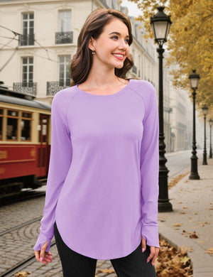 TACVASEN Purple Women's Long Sleeve Shirts With Thumb Hole