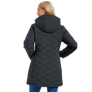 TACVASEN Dark Grey Women's Long Waterproof Puffer Jacket with Hood