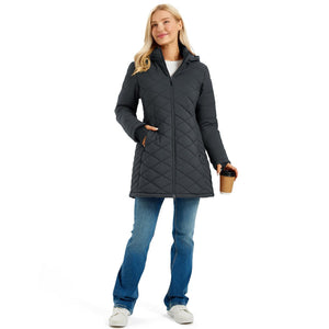 TACVASEN Dark Grey Women's Long Waterproof Puffer Jacket with Hood