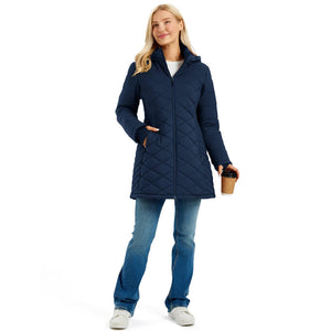 TACVASEN Navy Women's Long Waterproof Puffer Jacket with Hood