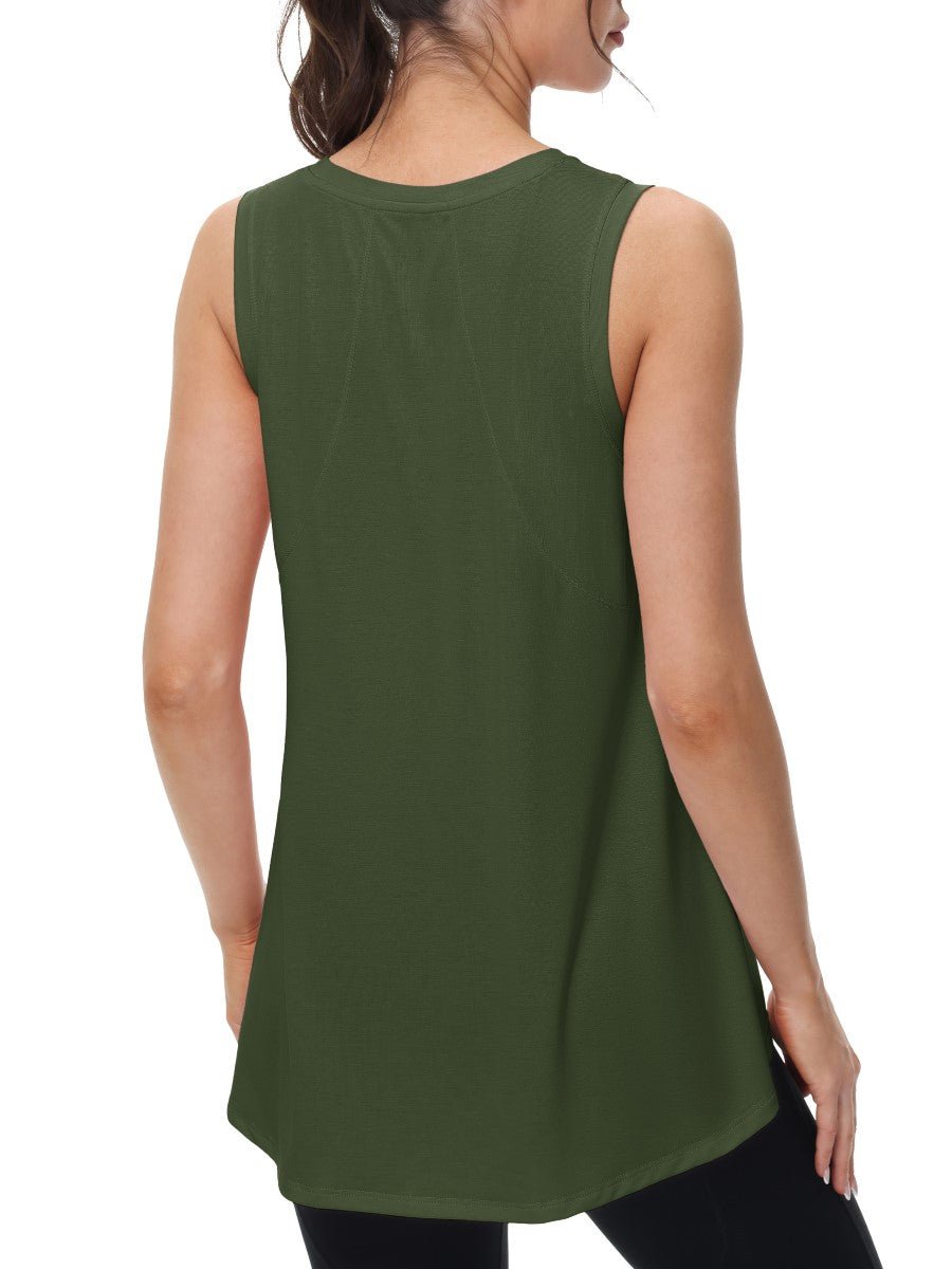 TACVASEN Army Green Women's Loose Fit Workout Tank Tops