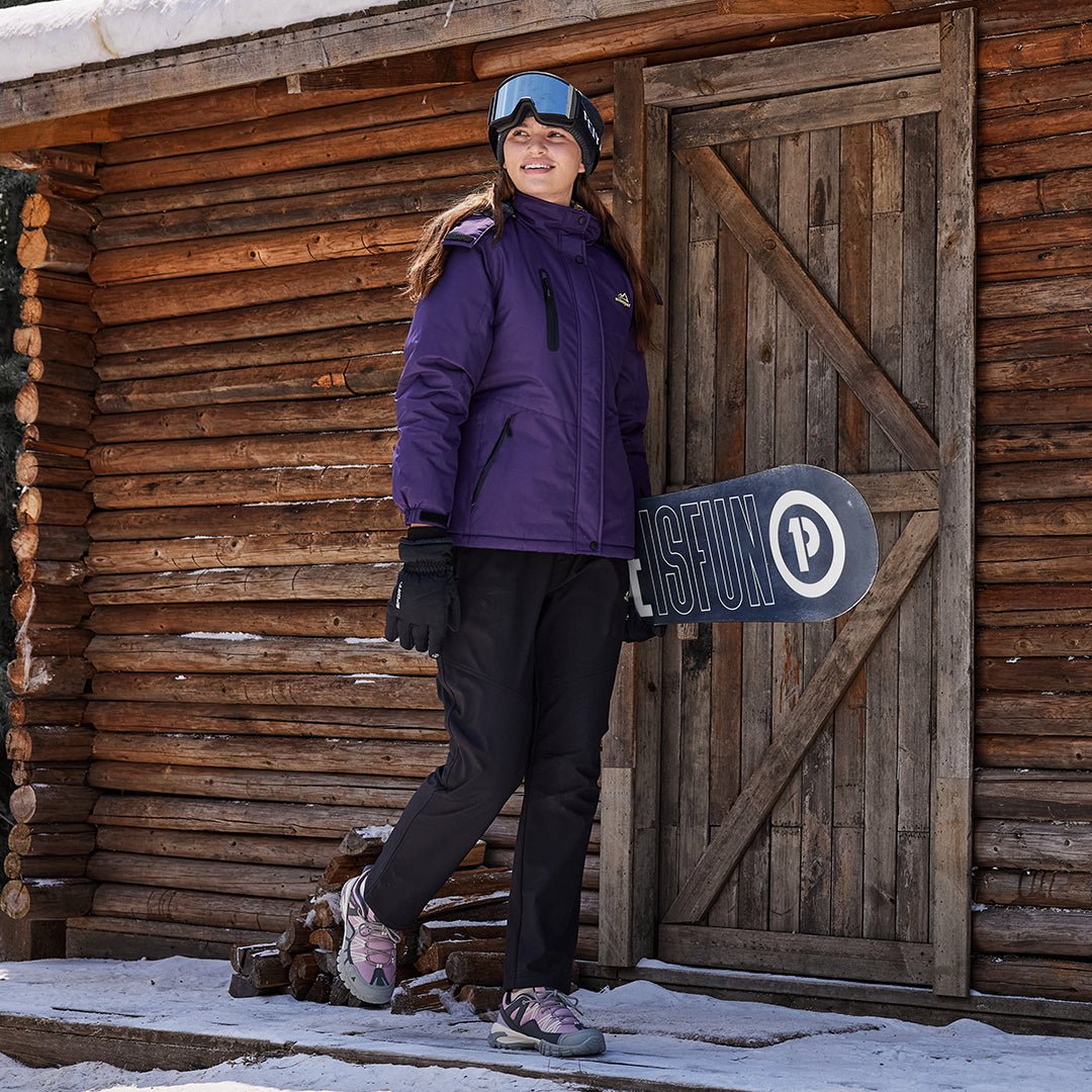 TACVASEN Black Women's Outdoor Waterproof Hooded Warm Winter Jacket