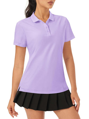 TACVASEN Light Purple Women's Polo Sun Protection UV SPF Outdoor Short Sleeve