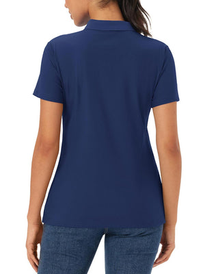 TACVASEN Navy Women's Polo Sun Protection UV SPF Outdoor Short Sleeve