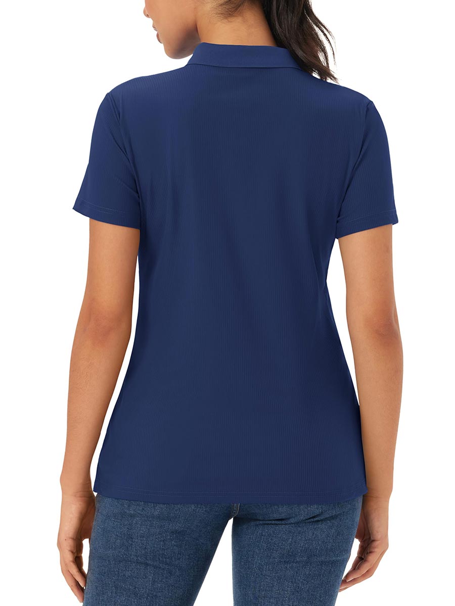 TACVASEN Navy Women's Polo Sun Protection UV SPF Outdoor Short Sleeve