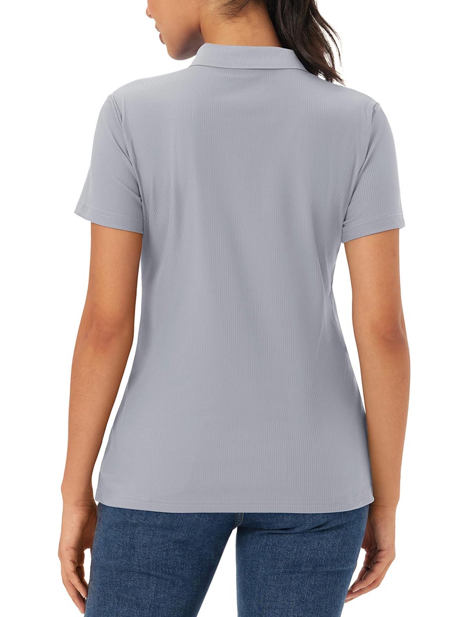 TACVASEN Light Grey Women's Polo Sun Protection UV SPF Outdoor Short Sleeve