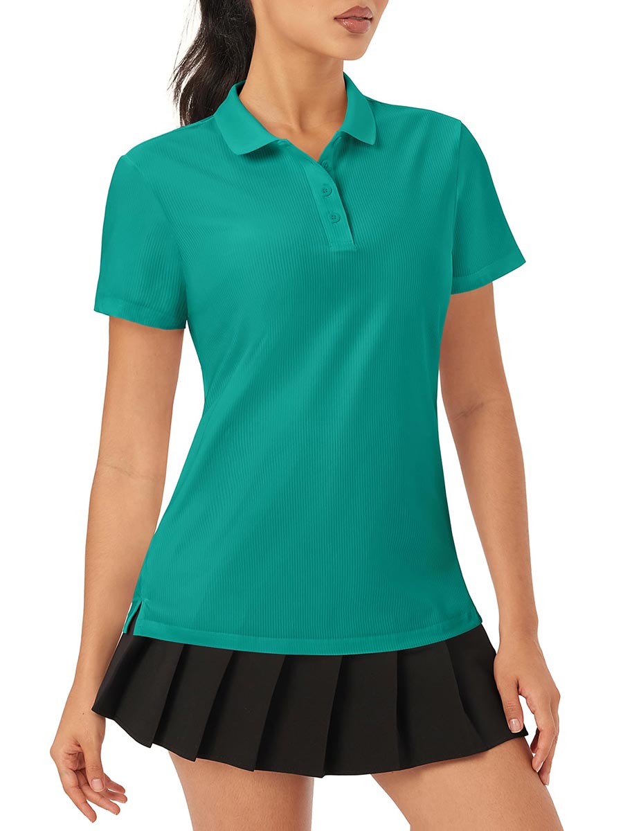 TACVASEN Emerald Green Women's Polo Sun Protection UV SPF Outdoor Short Sleeve