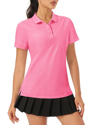 TACVASEN Rose Red Women's Polo Sun Protection UV SPF Outdoor Short Sleeve