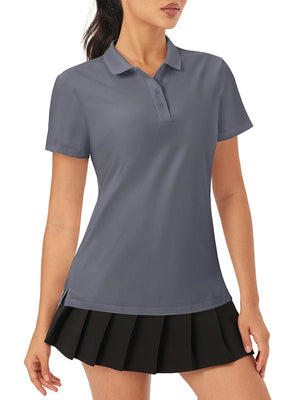 TACVASEN Dark Grey Women's Polo Sun Protection UV SPF Outdoor Short Sleeve