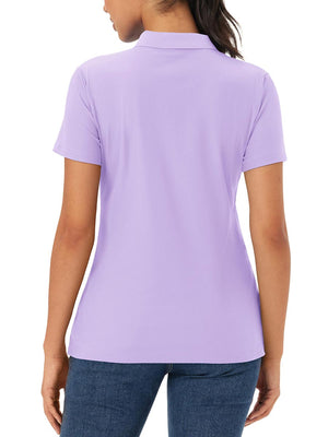 TACVASEN Light Purple Women's Polo Sun Protection UV SPF Outdoor Short Sleeve