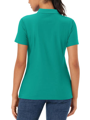 TACVASEN Emerald Green Women's Polo Sun Protection UV SPF Outdoor Short Sleeve