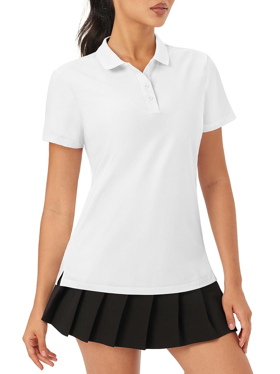 TACVASEN White Women's Polo Sun Protection UV SPF Outdoor Short Sleeve
