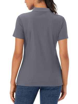 TACVASEN Dark Grey Women's Polo Sun Protection UV SPF Outdoor Short Sleeve