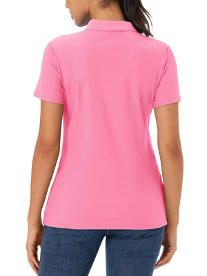 TACVASEN Rose Red Women's Polo Sun Protection UV SPF Outdoor Short Sleeve
