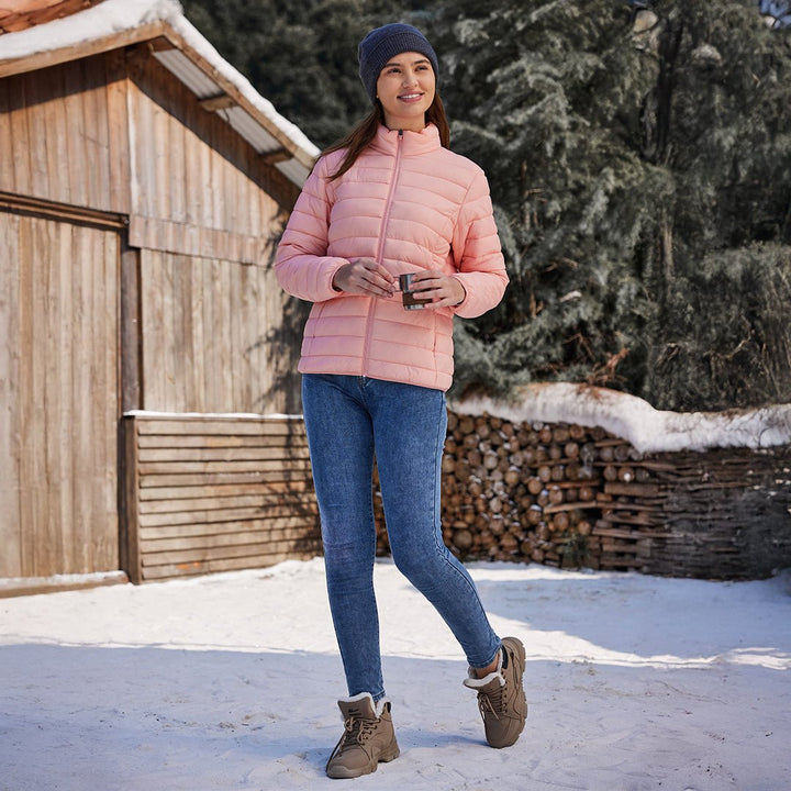 Womens Puffer Jacket Quilted Lightweight Coat Warm Winter with 4 Pockets - L23W806D