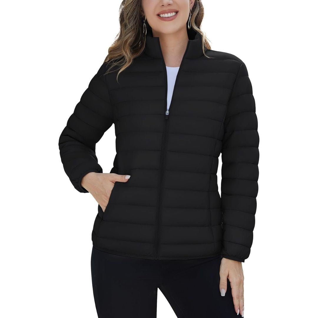 TACVASEN Women's Lightweight Quilted Puffer Jacket With Hood - Water-Resistant Winter Coat With Zippered Pockets