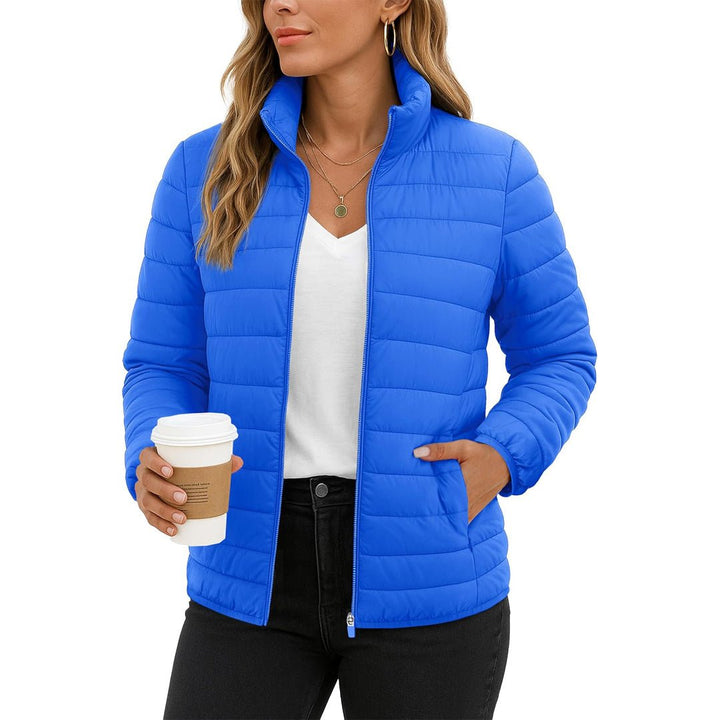 Womens Puffer Jacket Quilted Lightweight Coat Warm Winter with 4 Pockets - L23W806