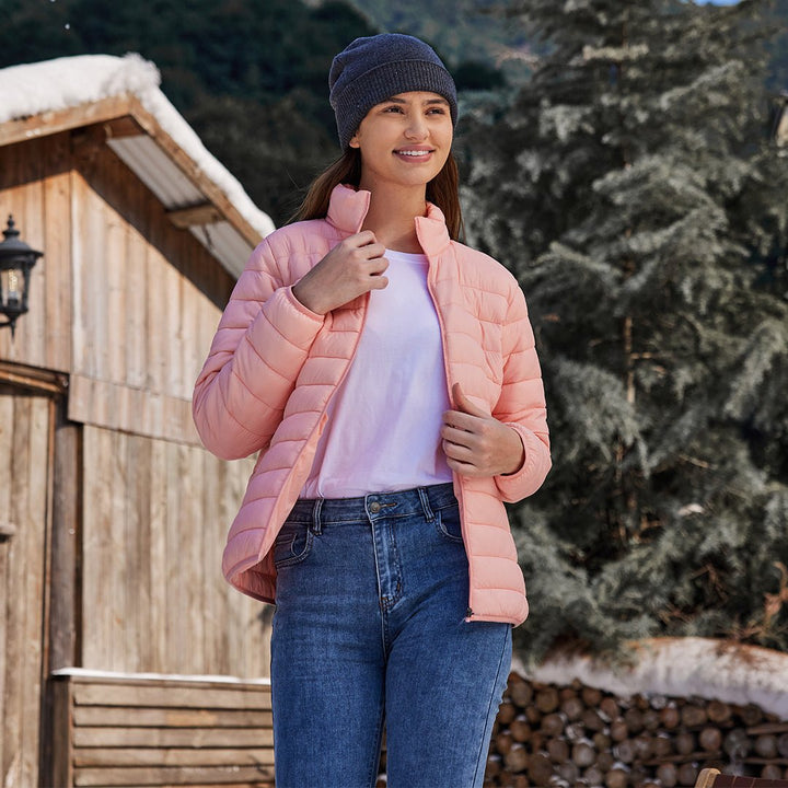 Womens Puffer Jacket Quilted Lightweight Coat Warm Winter with 4 Pockets - L23W806D