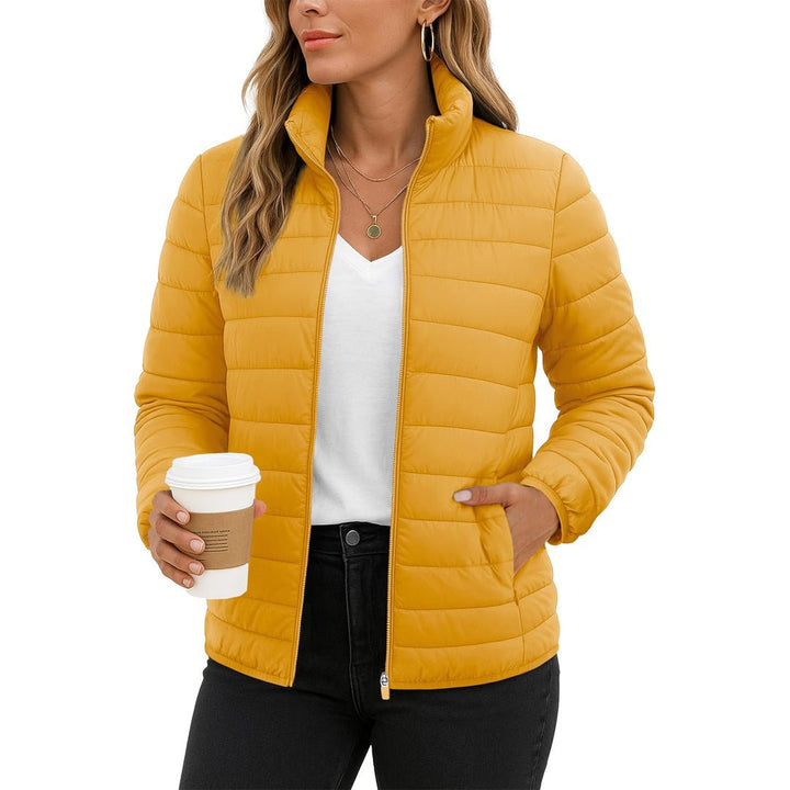 Womens Puffer Jacket Quilted Lightweight Coat Warm Winter with 4 Pockets - L23W806