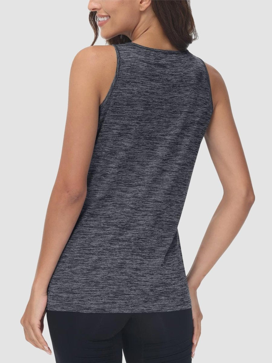 TACVASEN Dark Grey Women's Quick Dry Athletic Tank Tops for Workout Yoga Running
