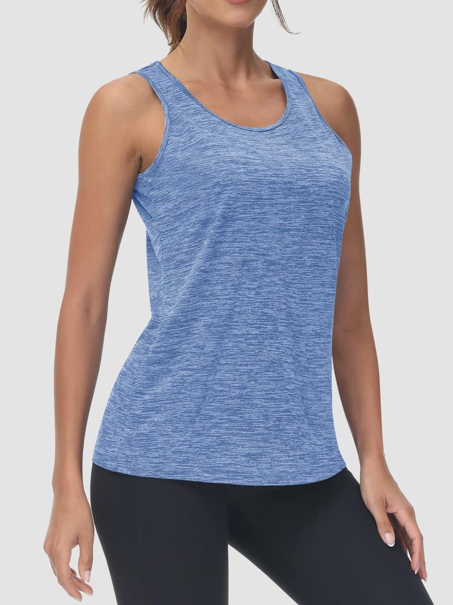 TACVASEN Light Blue Women's Quick Dry Athletic Tank Tops for Workout Yoga Running