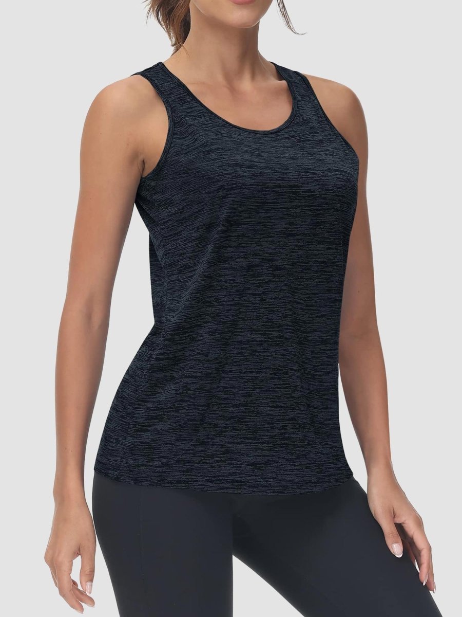 TACVASEN Black Women's Quick Dry Athletic Tank Tops for Workout Yoga Running