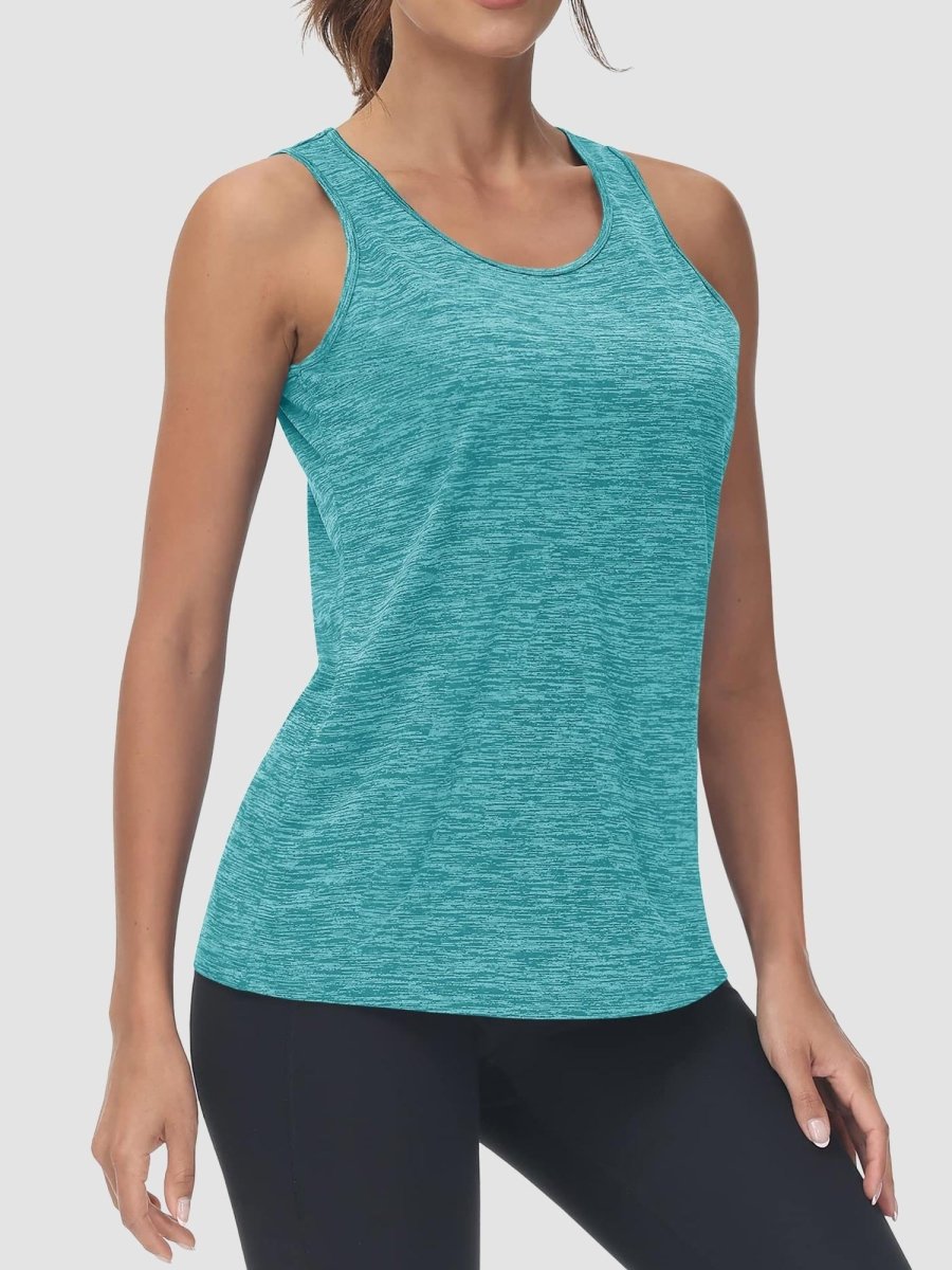 TACVASEN Light Green Women's Quick Dry Athletic Tank Tops for Workout Yoga Running