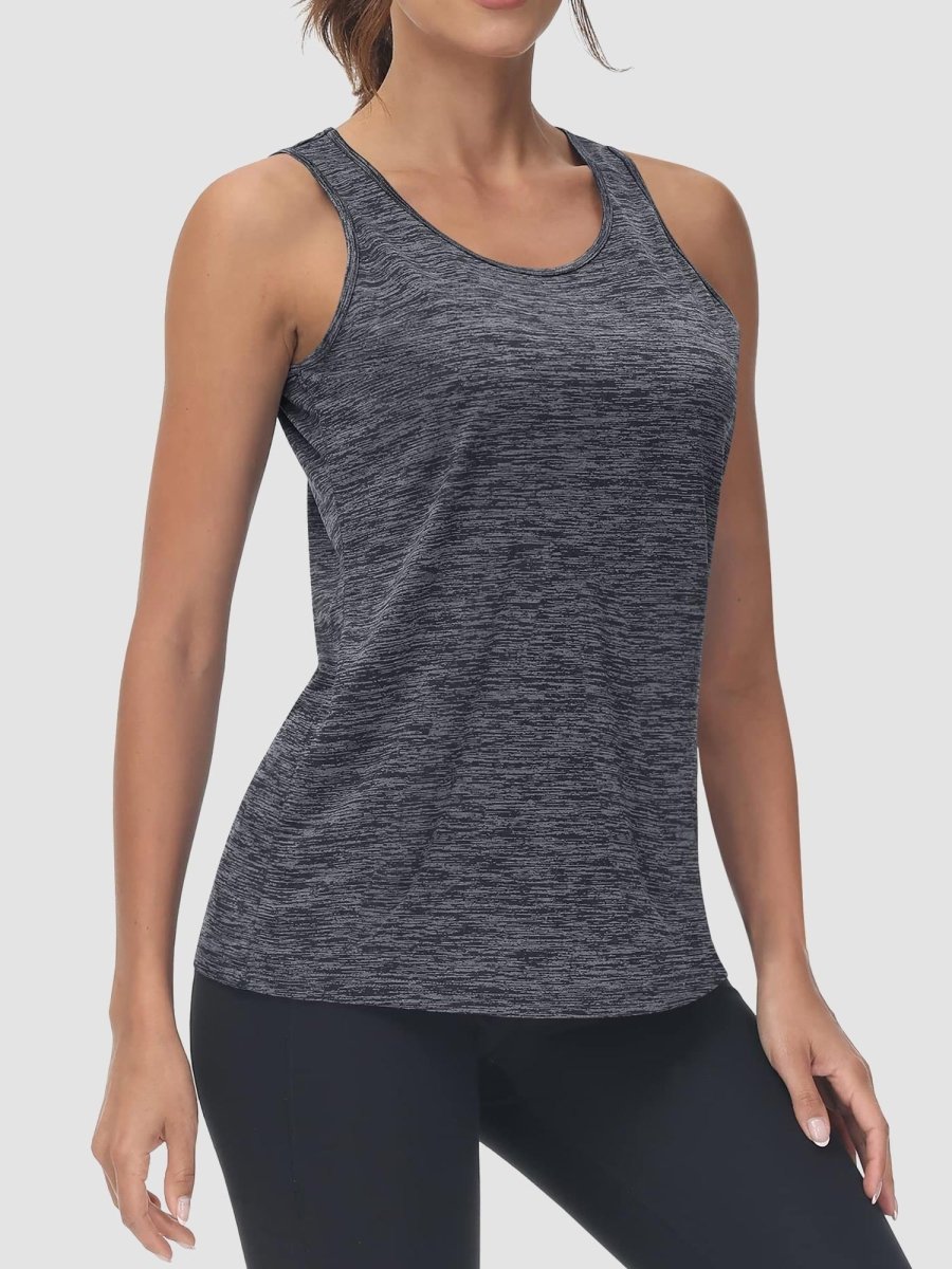TACVASEN Dark Grey Women's Quick Dry Athletic Tank Tops for Workout Yoga Running