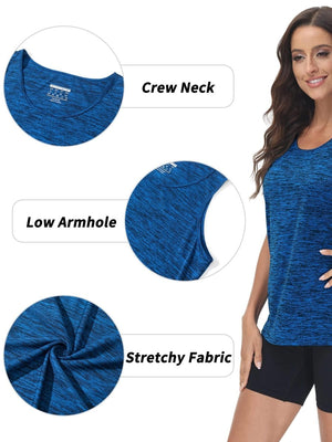 TACVASEN Medium Blue Women's Quick Dry Athletic Tank Tops for Workout Yoga Running