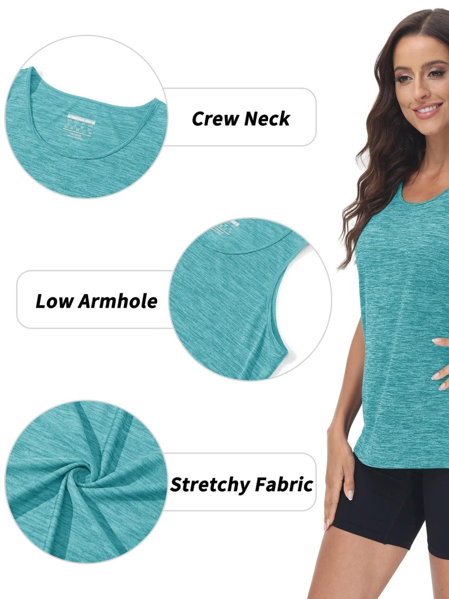 TACVASEN Light Green Women's Quick Dry Athletic Tank Tops for Workout Yoga Running