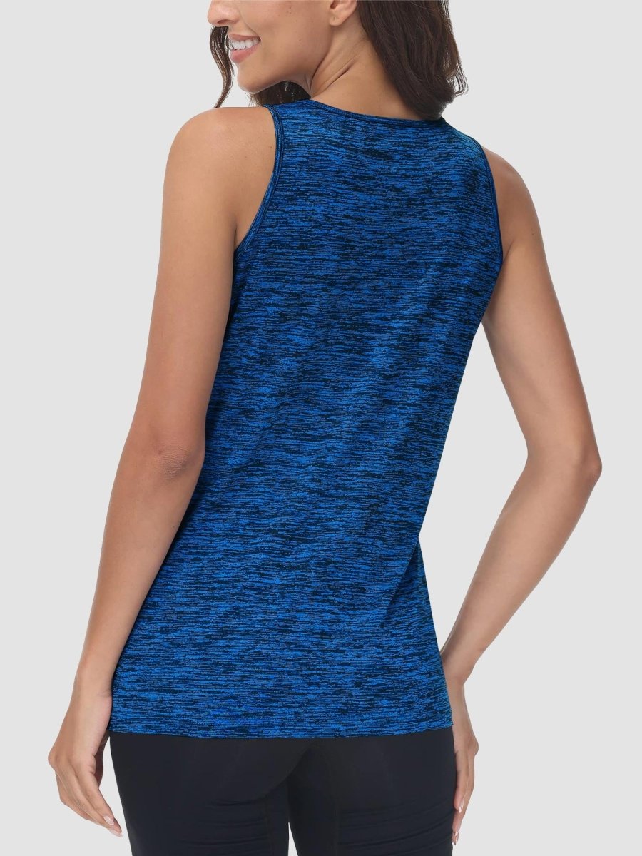 TACVASEN Medium Blue Women's Quick Dry Athletic Tank Tops for Workout Yoga Running