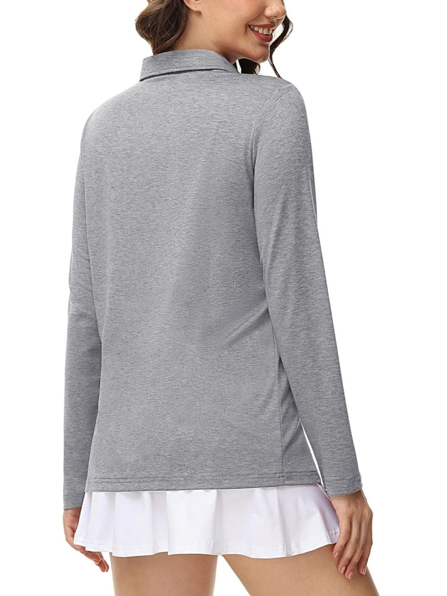 TACVASEN Silver Women's Quick Dry Casual Collared Long Sleeve Top