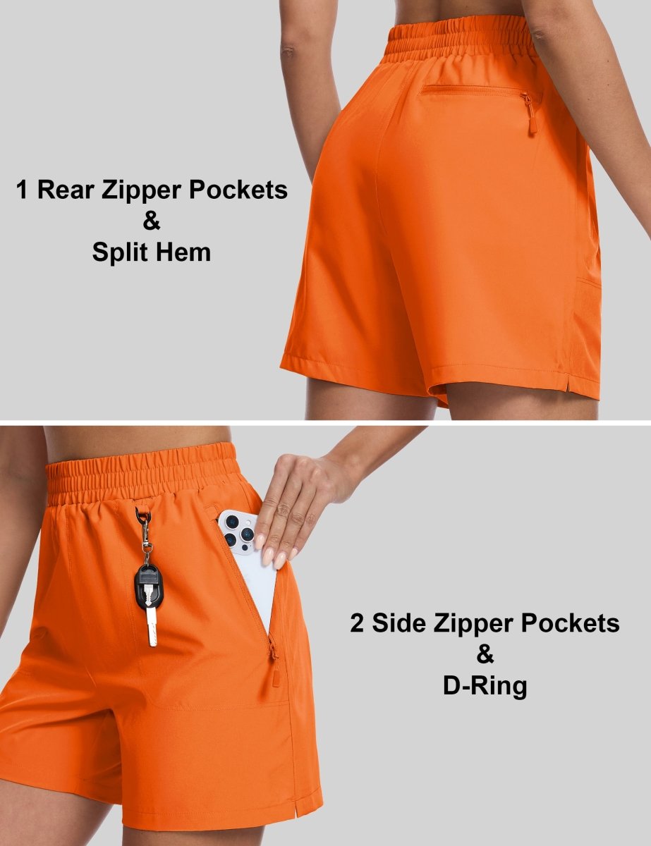 TACVASEN Fluorescent Orange Women's Quick Dry Lightweight UPF 50+ Hiking Cargo Shorts