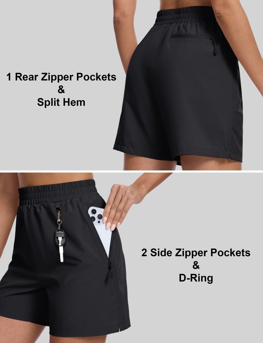 TACVASEN Black Women's Quick Dry Lightweight UPF 50+ Hiking Cargo Shorts