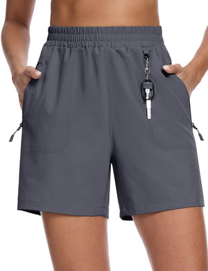 TACVASEN Dark Grey Women's Quick Dry Lightweight UPF 50+ Hiking Cargo Shorts