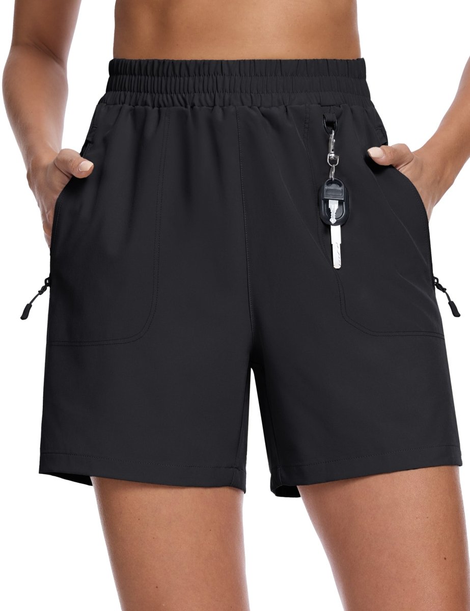 TACVASEN Black Women's Quick Dry Lightweight UPF 50+ Hiking Cargo Shorts