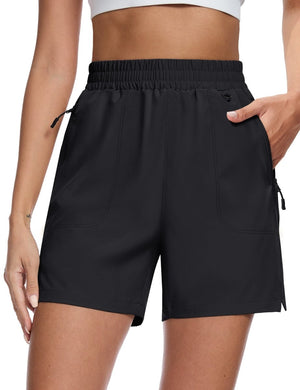 TACVASEN Black Women's Quick Dry Lightweight UPF 50+ Hiking Cargo Shorts