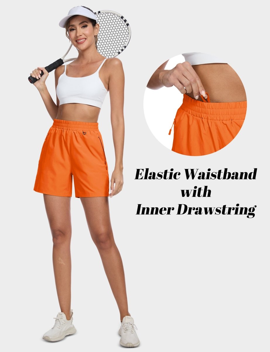 TACVASEN Fluorescent Orange Women's Quick Dry Lightweight UPF 50+ Hiking Cargo Shorts