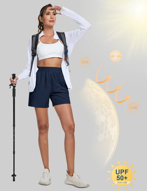 TACVASEN Navy Women's Quick Dry Lightweight UPF 50+ Hiking Cargo Shorts