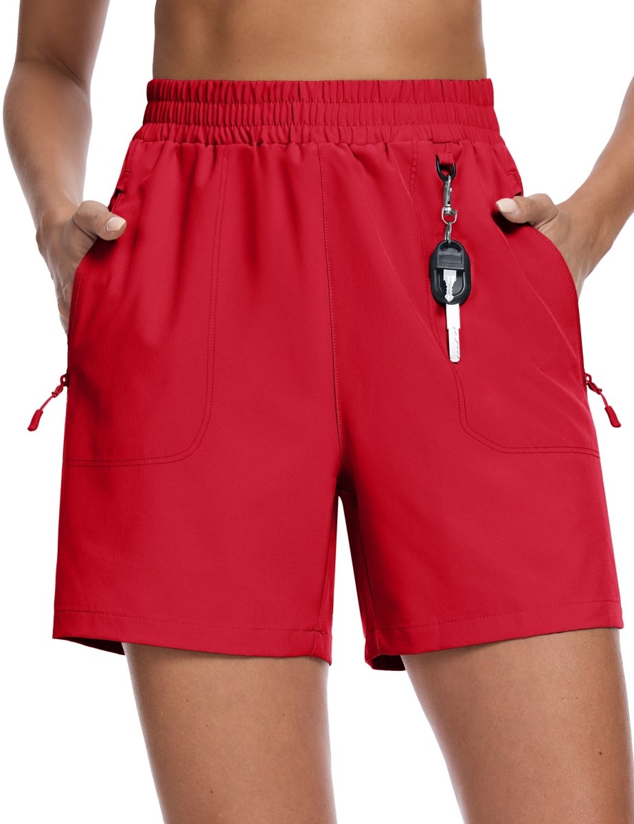 TACVASEN Tomato Women's Quick Dry Lightweight UPF 50+ Hiking Cargo Shorts